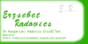 erzsebet radovics business card